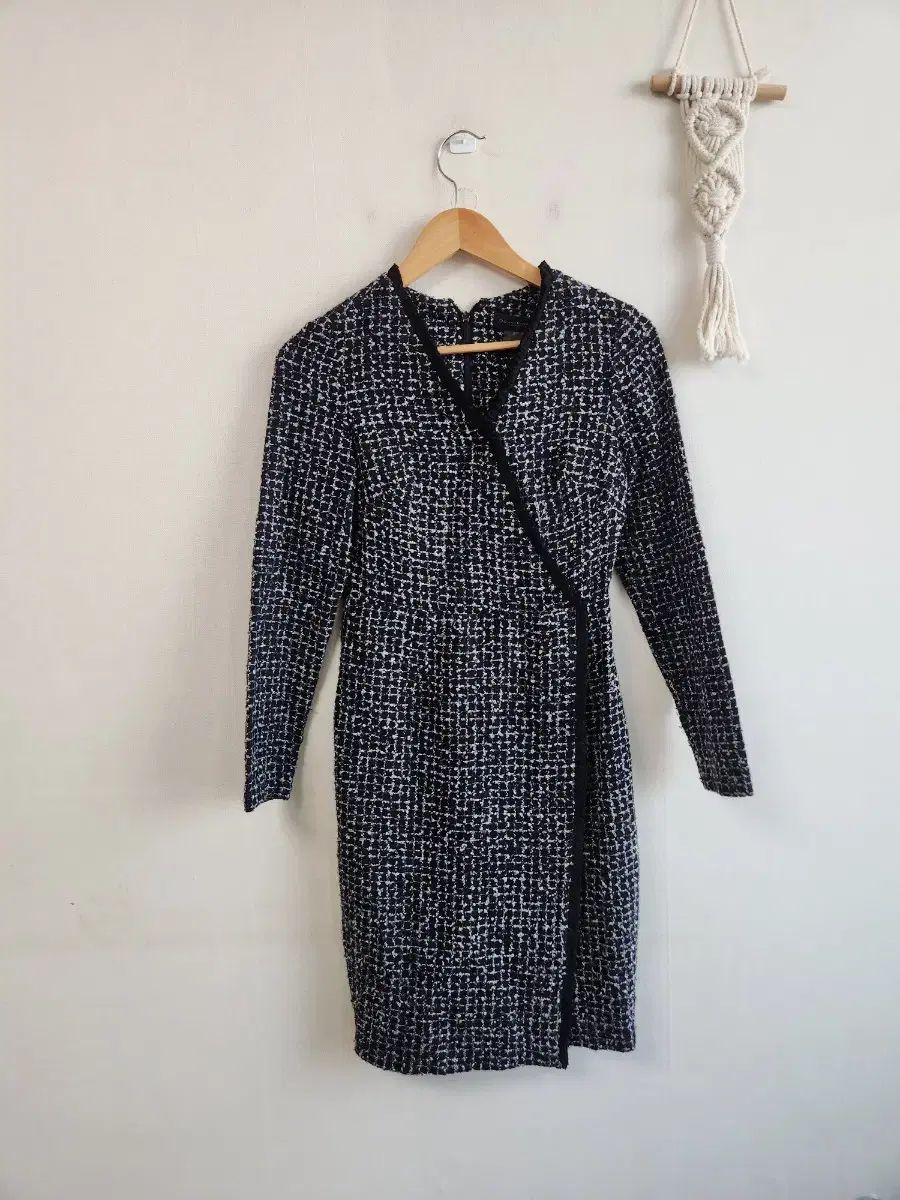 DKNY ドナらん ツイード ニット ONE PIECE 44-痩せ55