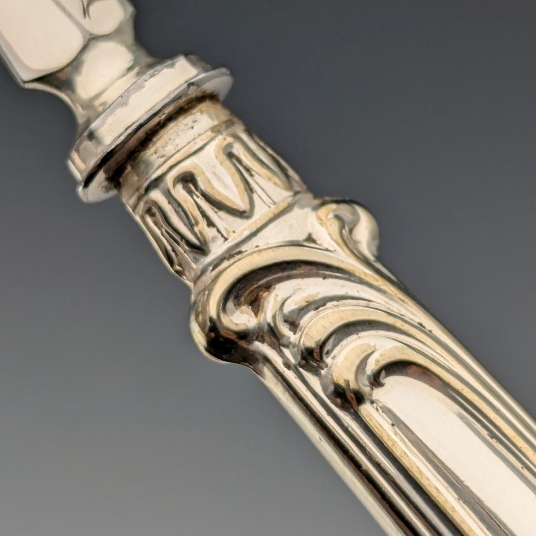 1882年 英国アンティーク シルバープレート カトラリー6ペアセット 彫刻ブレード Elkington 1882年 英国アンティーク シルバープレート カトラリー6ペア