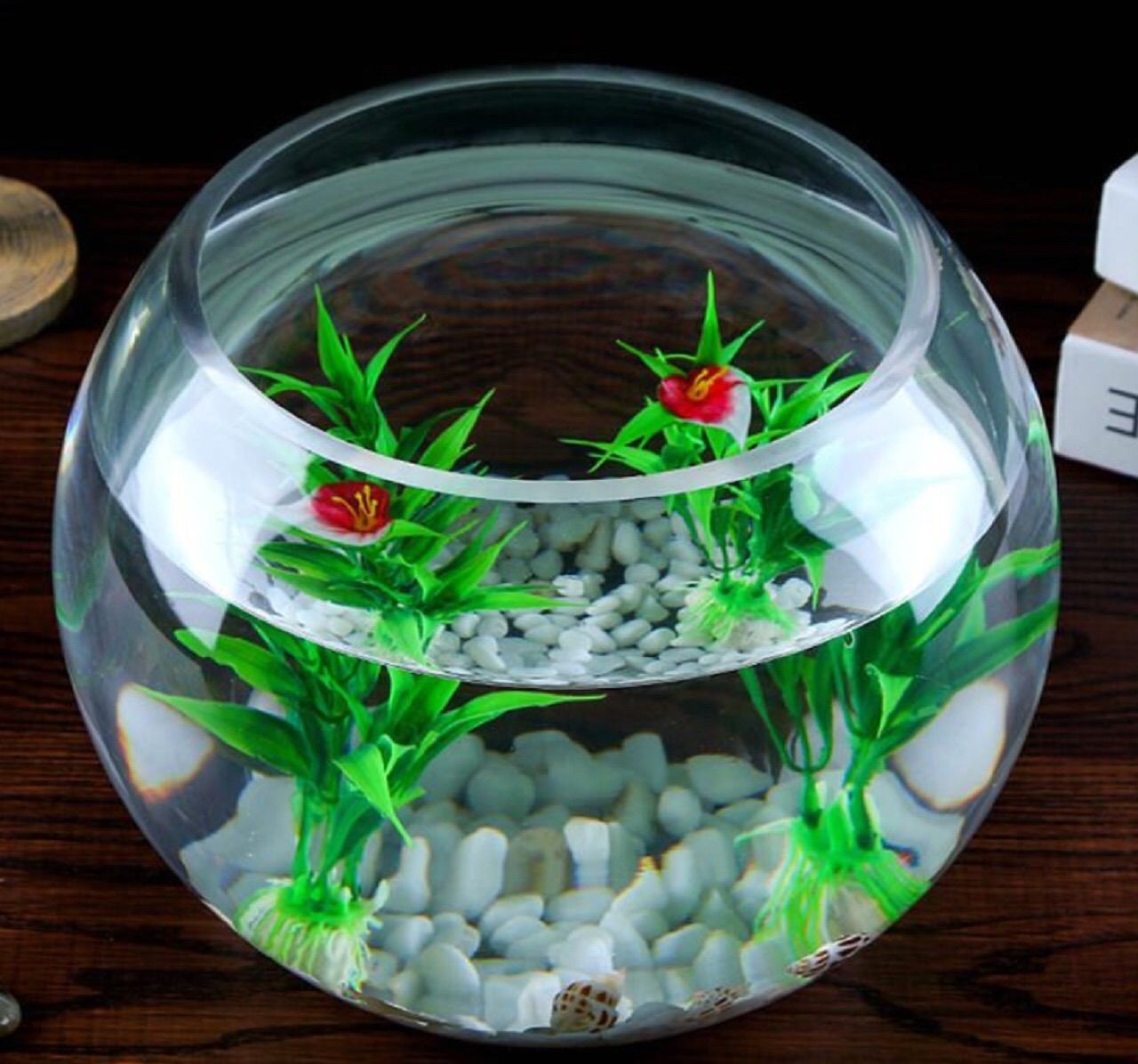 波型ガラスボウル　テラリウム　アクアリウム　金魚鉢　フラワーベース　花器 Amazon | 金魚鉢 丸型金魚鉢 高プラスチック透明アクリル 観葉