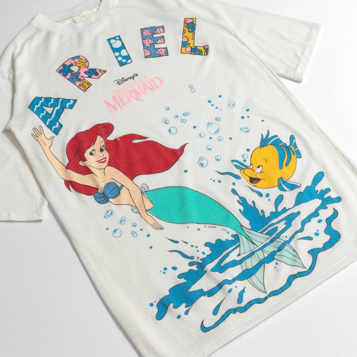 1990s ヴィンテージ USA製 リトルマーメイド アリエル プリントTシャツ 五分袖 ホワイト 5050-7 - メルカリ