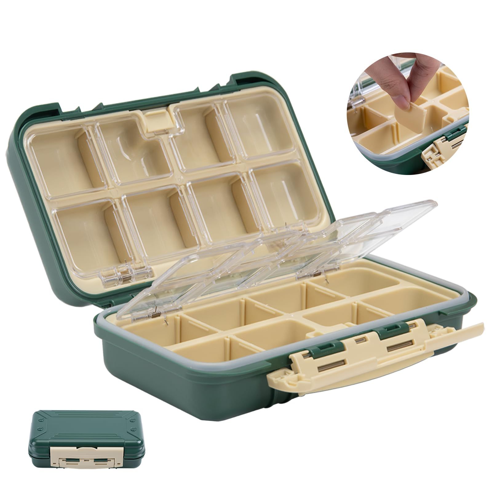 【数量限定】仕掛け小物入れ ポータブル 防水 個々のコンパートメント 釣具収納 持ち運び易い 釣り 餌箱 釣り道具 ルアーケース ボックス 両面収納 ABS防水加工 タックルボックス 釣りケー