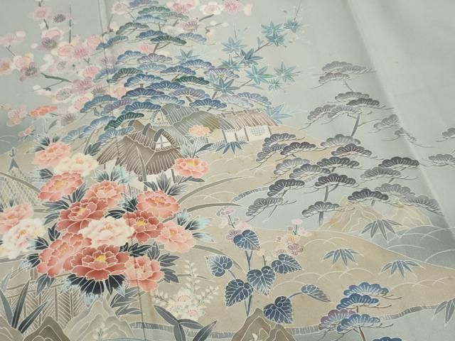 極上　訪問着　友禅　風景草花文　暈し染め　正絹　逸品 平和屋着物□訪問着 友禅 草花文 暈し染め 正絹 逸品 CAAP8690fb