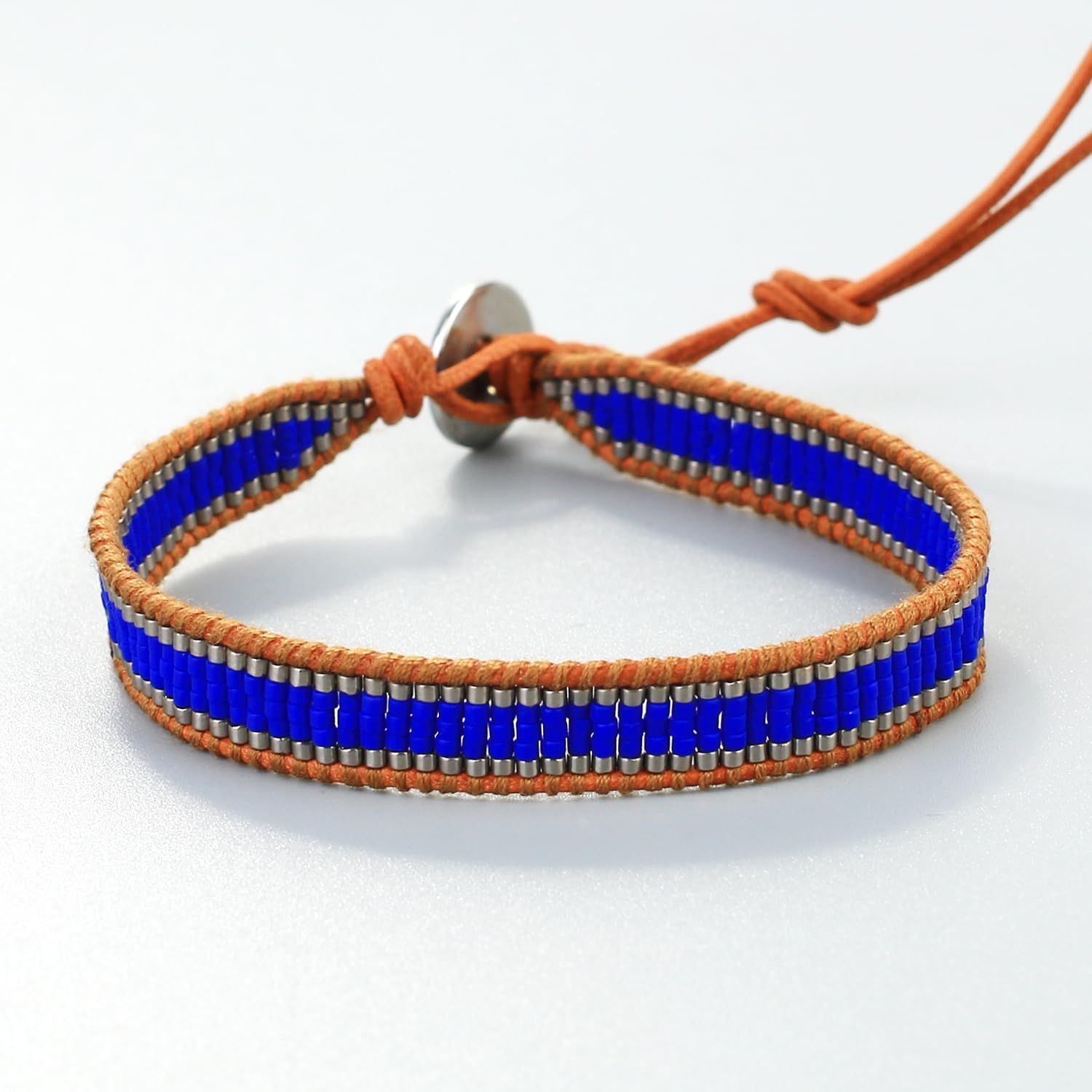  数量 ブレスレット ビーズ 革紐 ブルー 手作り レザー 腕輪 ブラウン E KELITCH ブレスレット アクセサリー