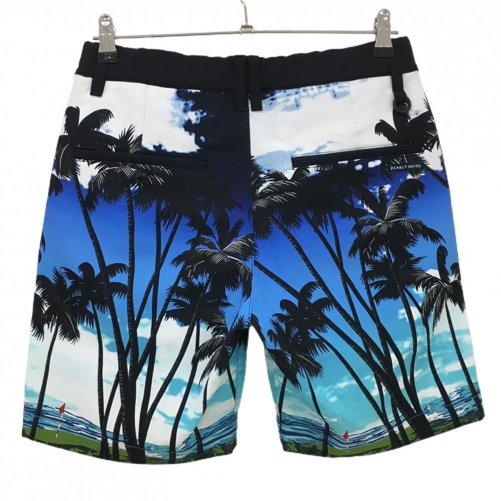 パーリーゲイツ ハーフパンツ ライトブルー×黒 ヤシの木 ロゴ メンズ 3 S ゴルフウェア PEARLY GATES