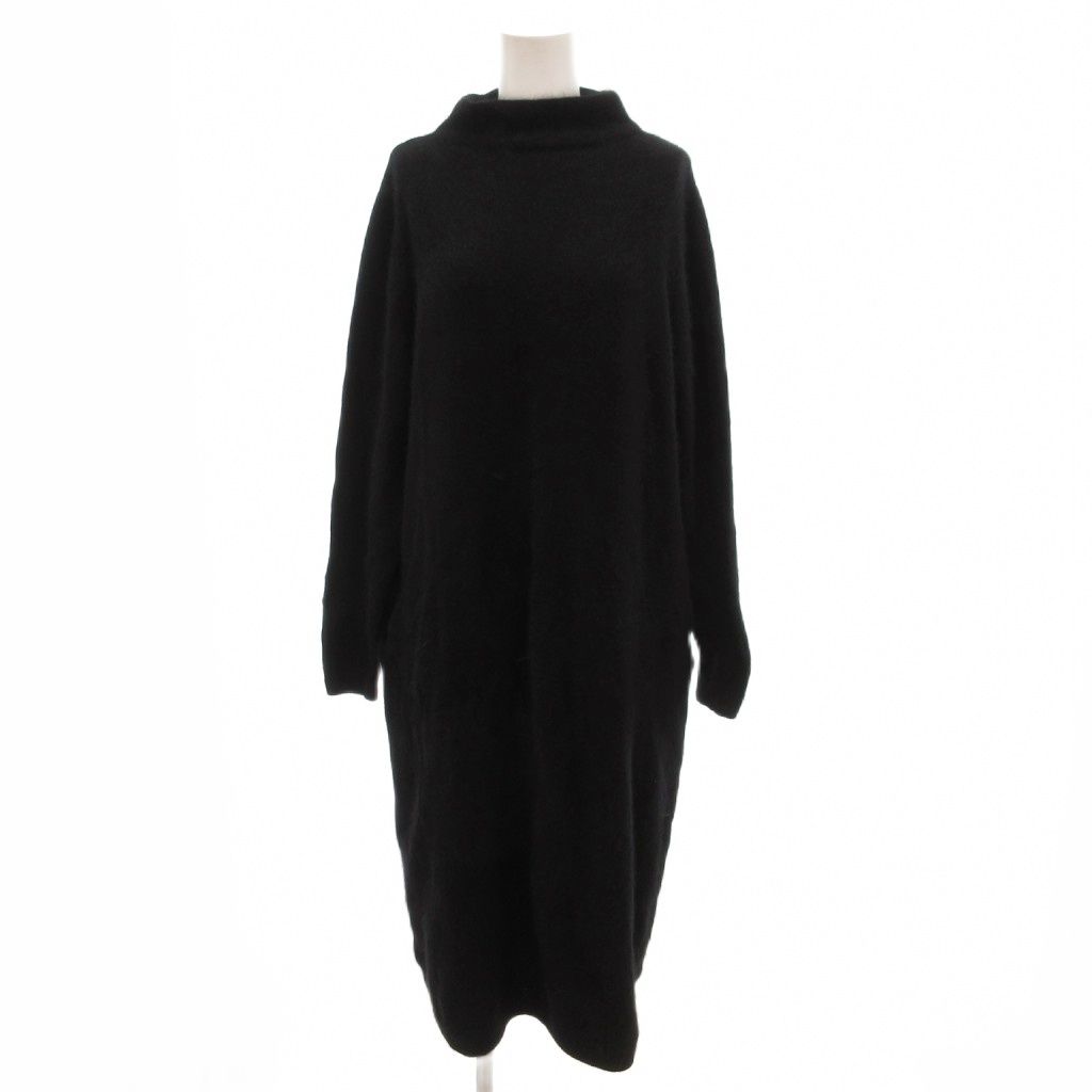 マッキントッシュ ロンドン MACKINTOSH LONDON ラメニットワンピース フォックス混 ハイネック 長袖 ロング 44 黒 ブラック |FF YHS1