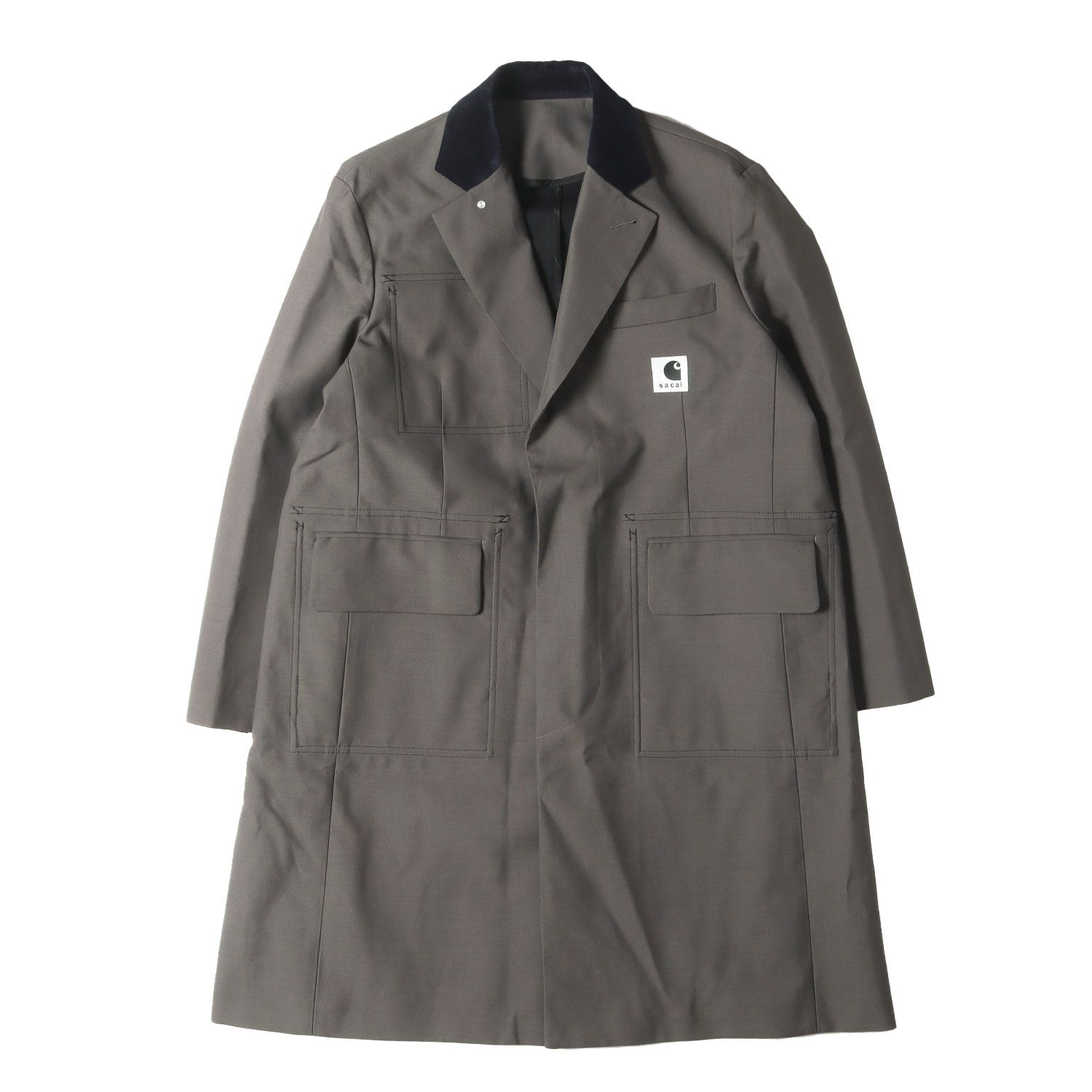 Sacai サカイ コート サイズ:1 / 24SS Carhartt WIP リバーシブル ダックキャンバス チェスター フィールド コート (Suiting Bonding Coat 24-03386M) / ブラック トープ / 日本製 / アウター ジャケット 上着【メンズ】【中古】【新品同様】【K4522】 Sacai サカイ コート サイズ:1 / 24SS Carhartt WIP リバーシブル