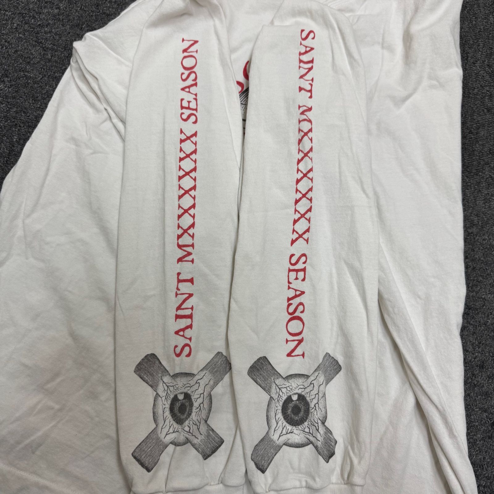 SAINT MICHAEL LS TEE/EYEBALL/WHITE アイボールプリント クルーネック 