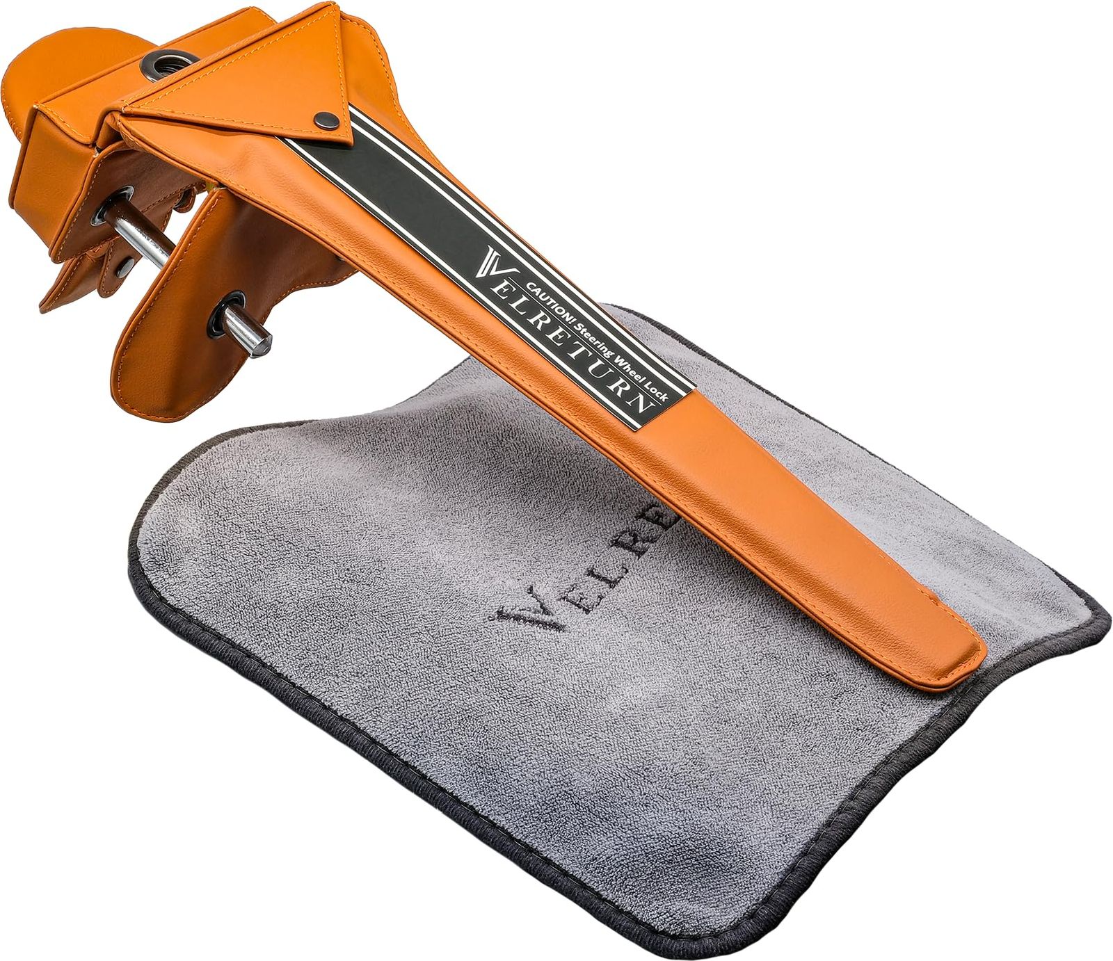 VELRETURN ヴェルリターン 車用 盗難防止 ハンドルロック ステアリングロック フルレザーモデル 日本車 外車対応 VT-RCW01 コーションプレート メーターフード保護マット 日本語取り扱い説明書付き グランオーカー Gran Oche