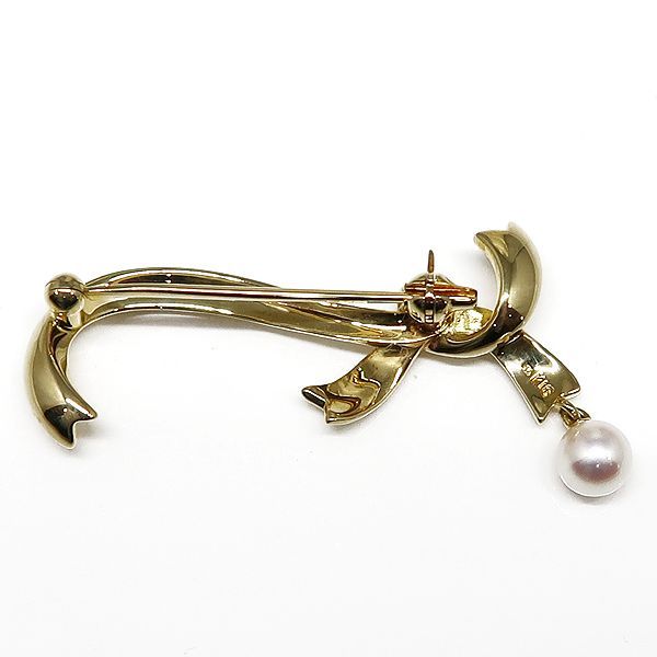 MIKIMOTO リボンモチーフ ヴィンテージ ブローチ MIKIMOTO ミキモト リボン アコヤパール 真珠 ブローチ K18