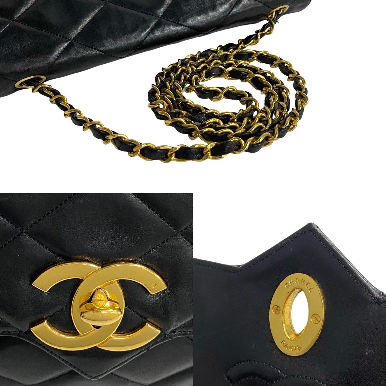 値下げしました！CHANEL ターンロック　ラムスキン　極美品 極 美品 シール有 0番台 CHANEL シャネル マトラッセ ココマーク