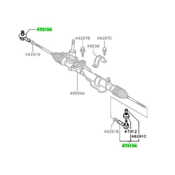 三菱純正 CT9A CV5W GA3W GA4W ランエボ D 5 ギャラン フォルティス RVR タイロッドエンド TIE ROD END ASSY