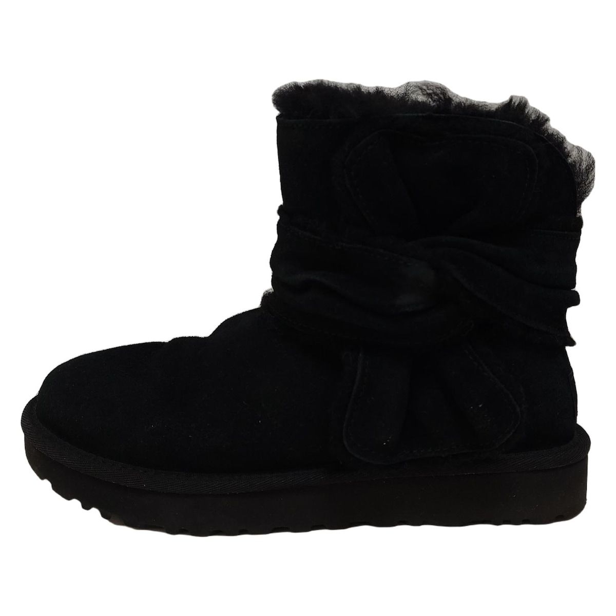 UGG アグ ショートブーツ 23 レディース ミニ スピル シーム ボウ 1095701 黒 リボン ムートン