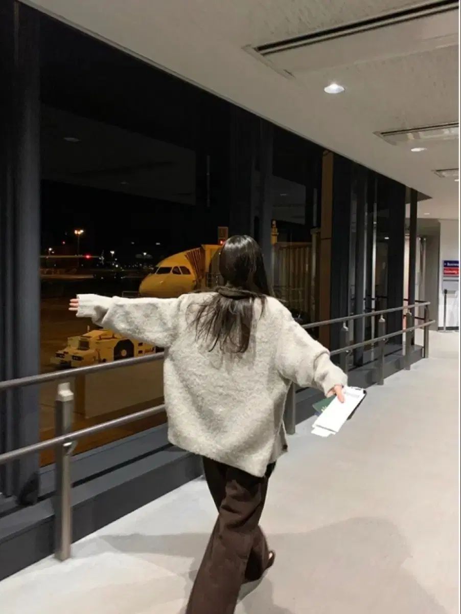 フリル ブラッシュ ニット カーディガン