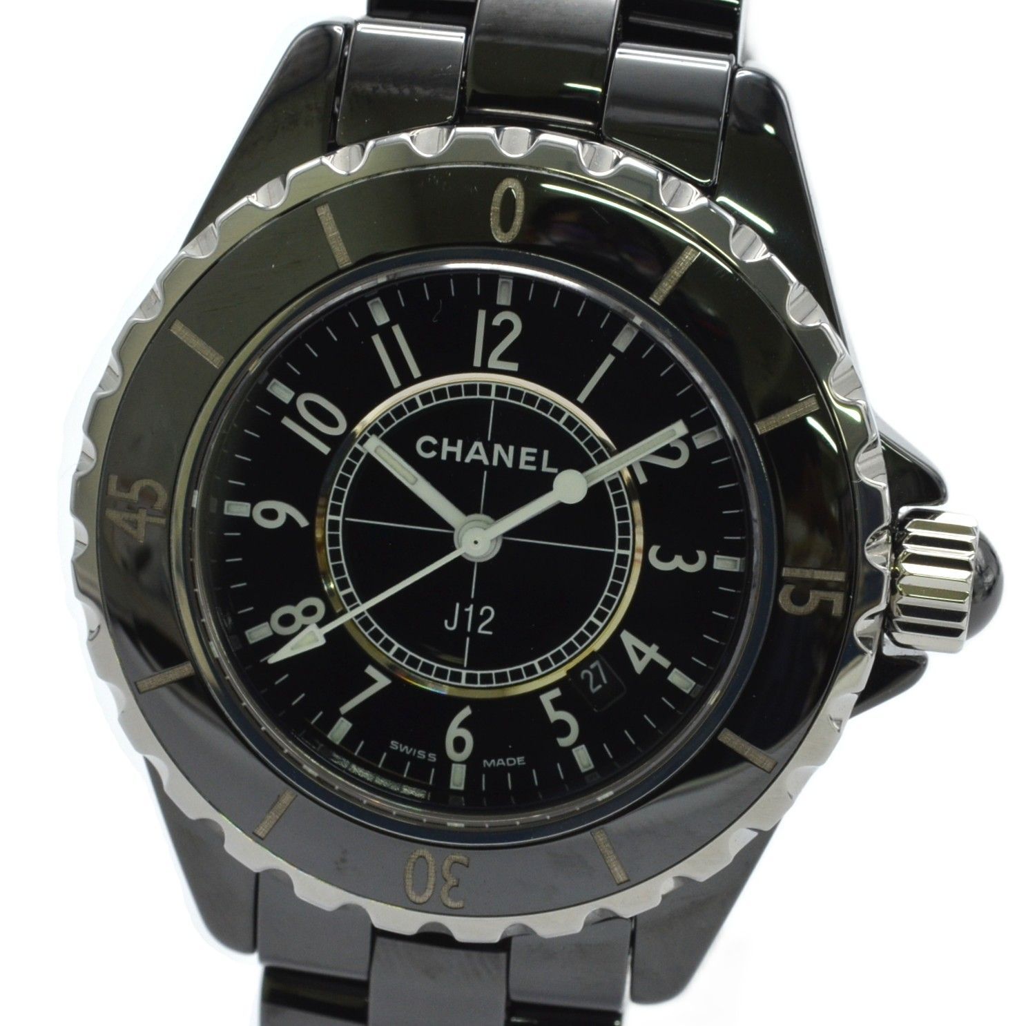 シャネル CHANEL J12 H0682 レディース腕時計 33mm ブラック文字盤 セラミック クォーツ 箱 ギャランティ付き