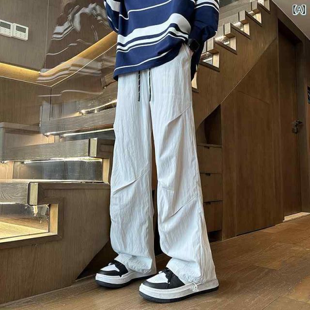 [2XL 70] メンズ ファッション 服 男性用 オシャレ シンプル 大人 かっこいい 大きいサイズ ストリート 紳士服 プリーツ 冷感 パンツ 夏 薄手 速乾 アメリカン ストリート ヒップ ホップ カジュ