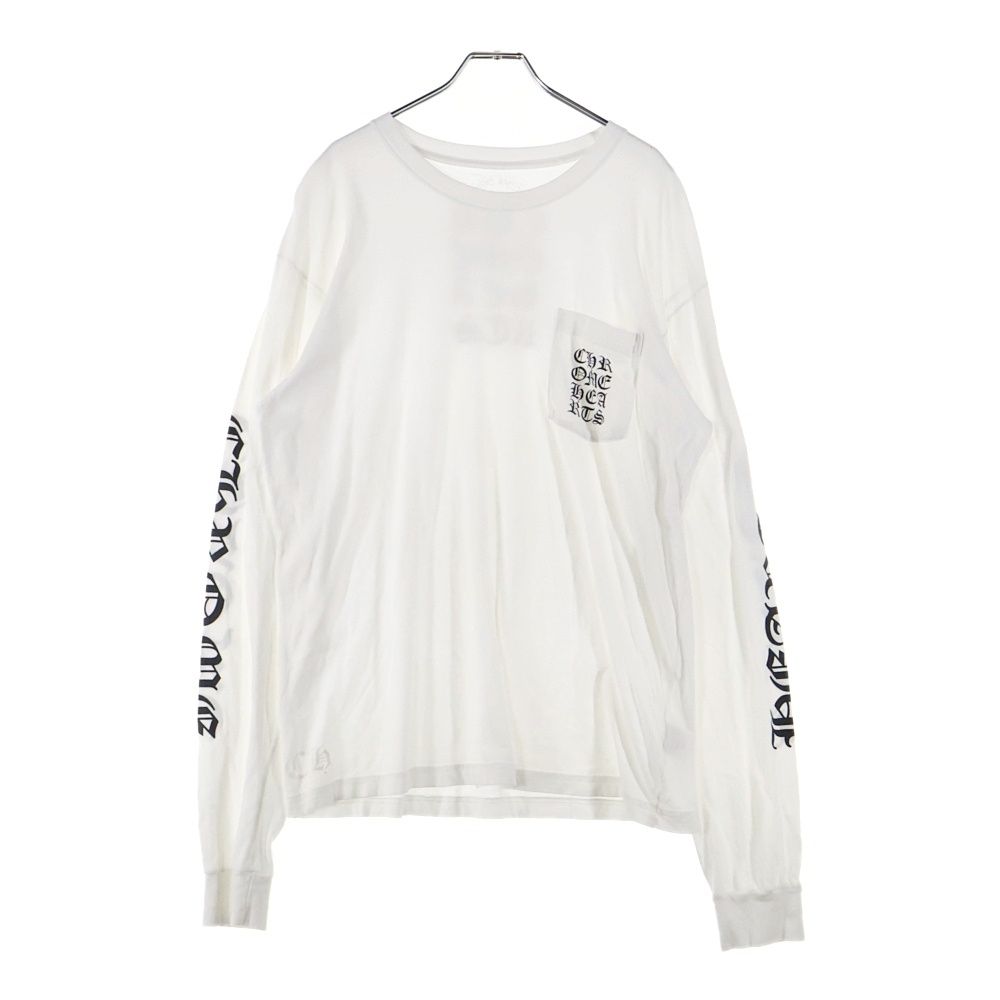 CHROME HEARTS クロムハーツ CH T-SHRT 袖ロゴプリント クルーネック 長袖Tシャツ ホワイト