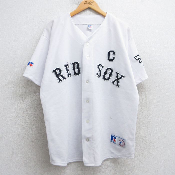00s ラッセル ボストン レッドソックス ベースボールシャツ 古着 XL/古着 ラッセル 半袖 ベースボール シャツ メンズ 00s MLB