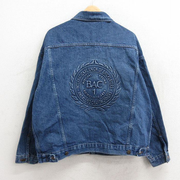 XL/古着 長袖 ジージャン メンズ 90s BAC 大きいサイズ コットン 紺 ネイビー デニム spe 23oct19 中古 アウター Gジャン ジャケット