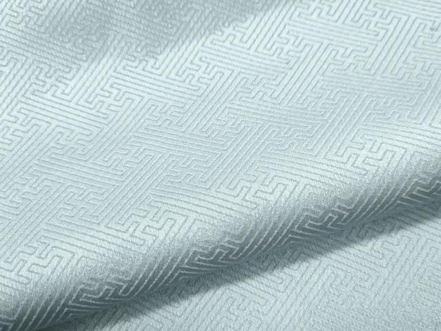 平和屋着物○上質な色無地 紗綾形地紋 白藍色 反端付き 正絹 逸品 未