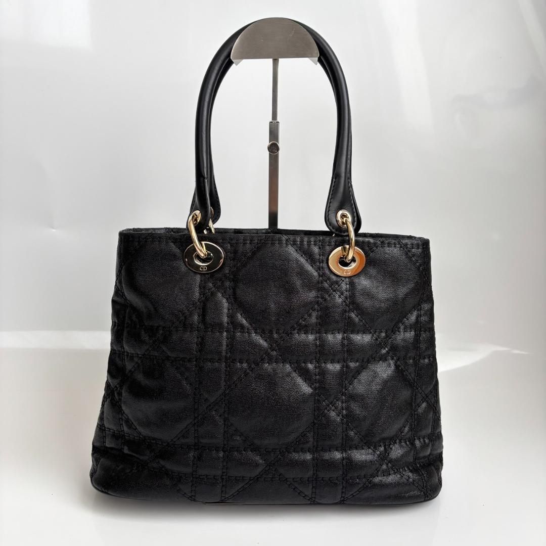DIOR レディディオール カナージュ トート ハンドバッグ ブラック クリスチャンディオール レディディオール カナージュ レザー