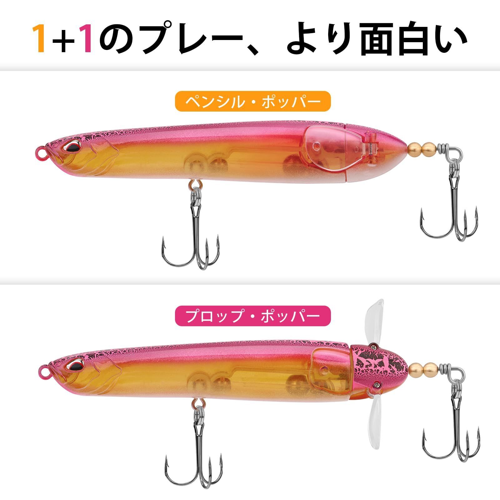 人気商品】TRUSCEND ペンシル ポッパー ルアー BKKフック トップ