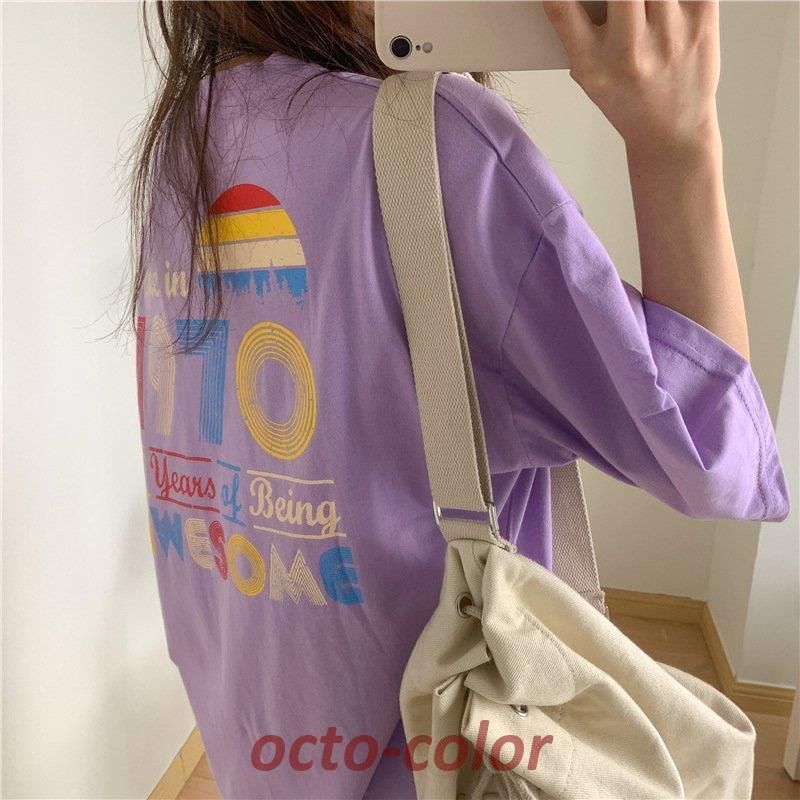 Tシャツ レディース 半袖 夏 ゆるい トップス 韓国ファッション