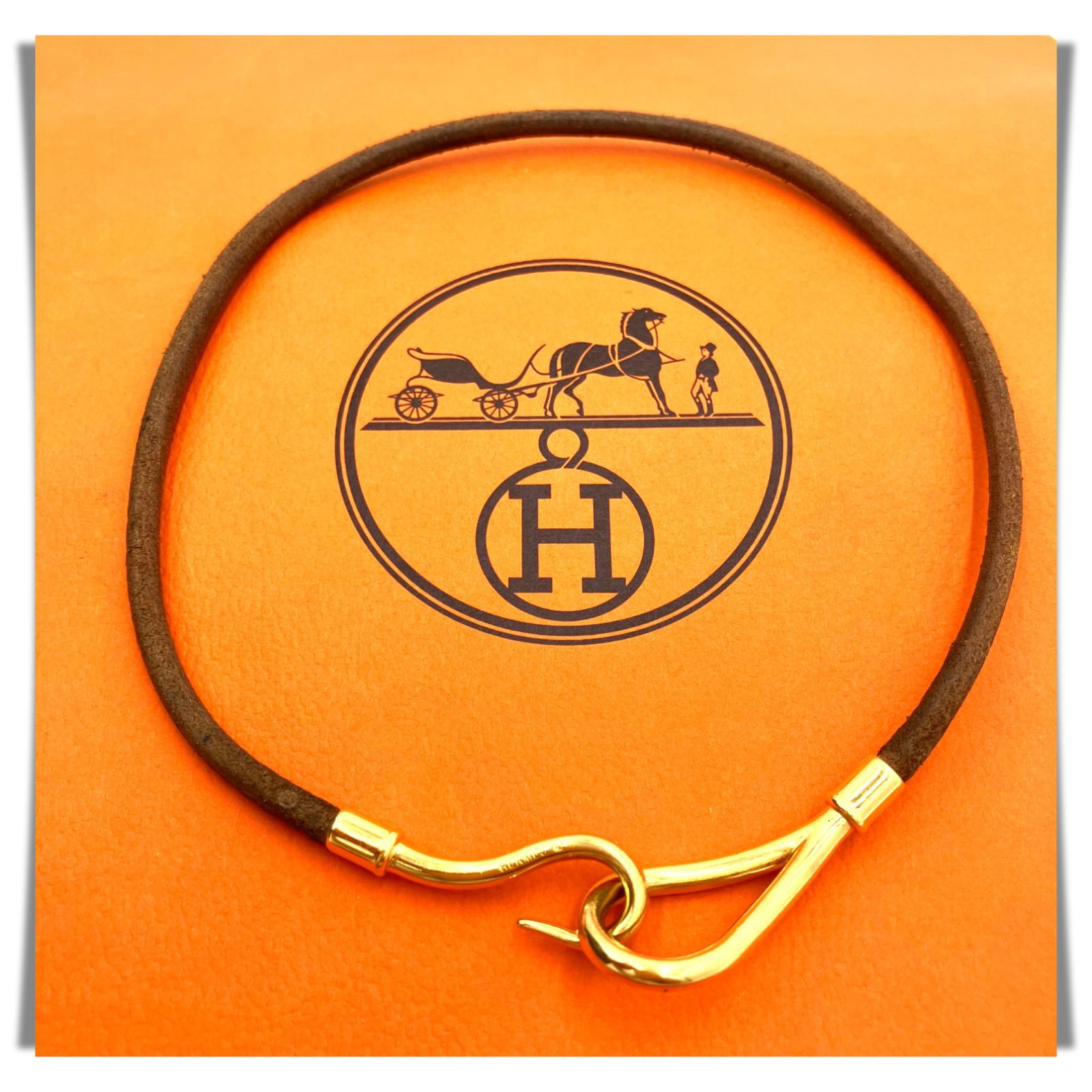 美品 HERMES エルメス ジャンボ チョーカー ブレスレット アクセサリー ゴールド金具 レザー ブラウン系×ゴールド系 レディース メンズ -  メルカリ