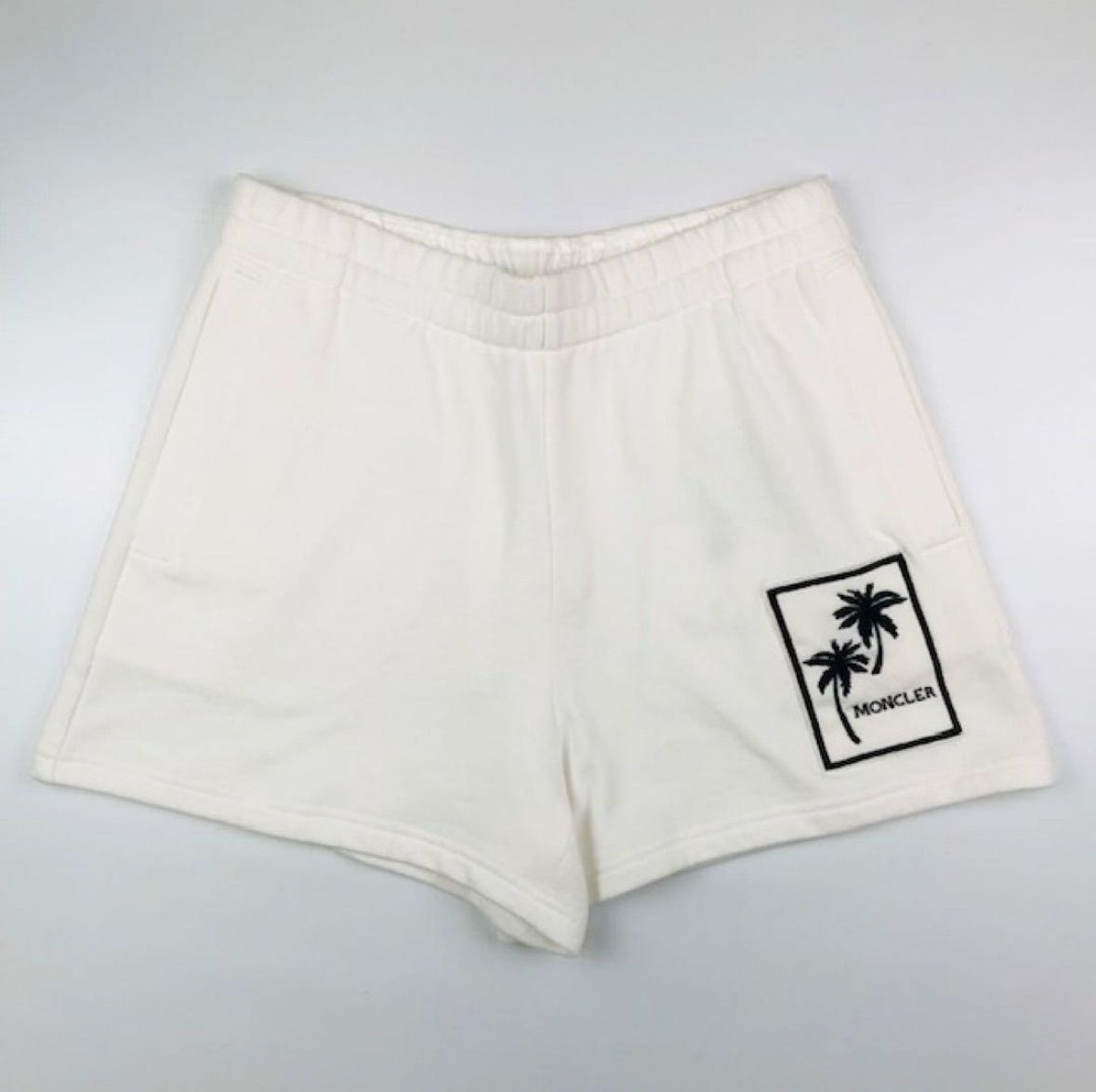 MONCLER モンクレール PANTALONE レディース ブランドロゴラインストーン ヤシの木刺繍 ワッペン付き スウェット ショートパンツ 2021年モデル XS