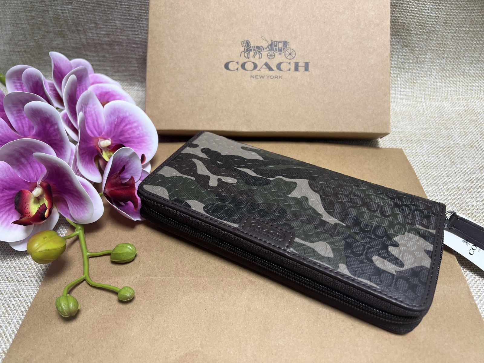 COACHコーチ 財布 長財布 メンズ財布 ファティーグ カモフラージュ