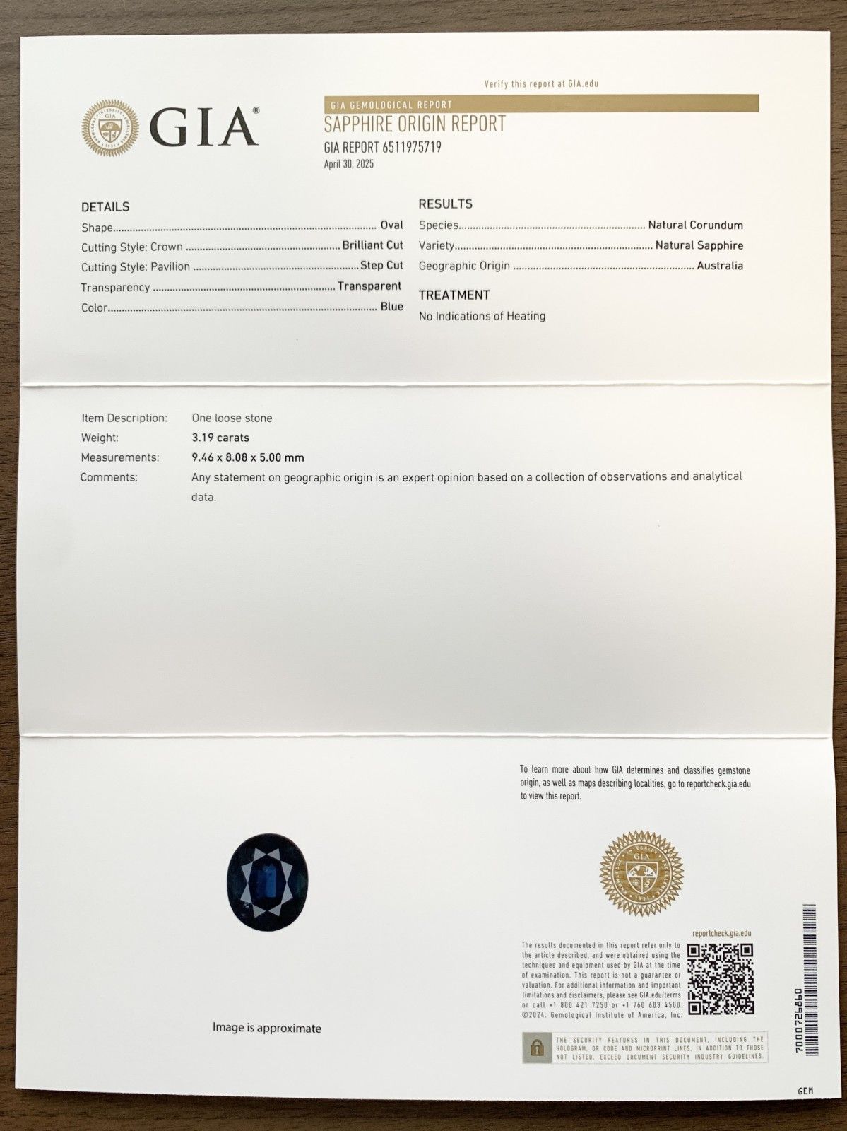 サファイア 3.19ct