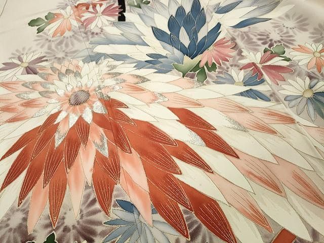 平和屋着物□訪問着 駒刺繍 絞り 道長枝花文 金彩 正絹 逸品