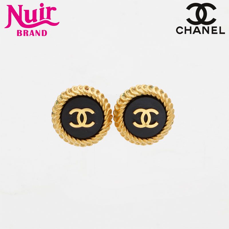 シャネル CHANEL イヤリング ココマーク 1995年 GP ゴールド×ブラック