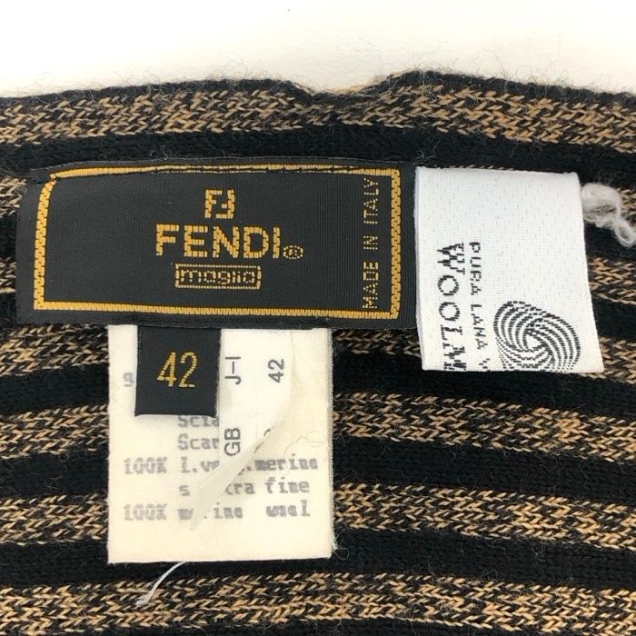 FENDI フェンディ ズッカ柄 FFロゴ マフラー ウール ブラック ベージュ  