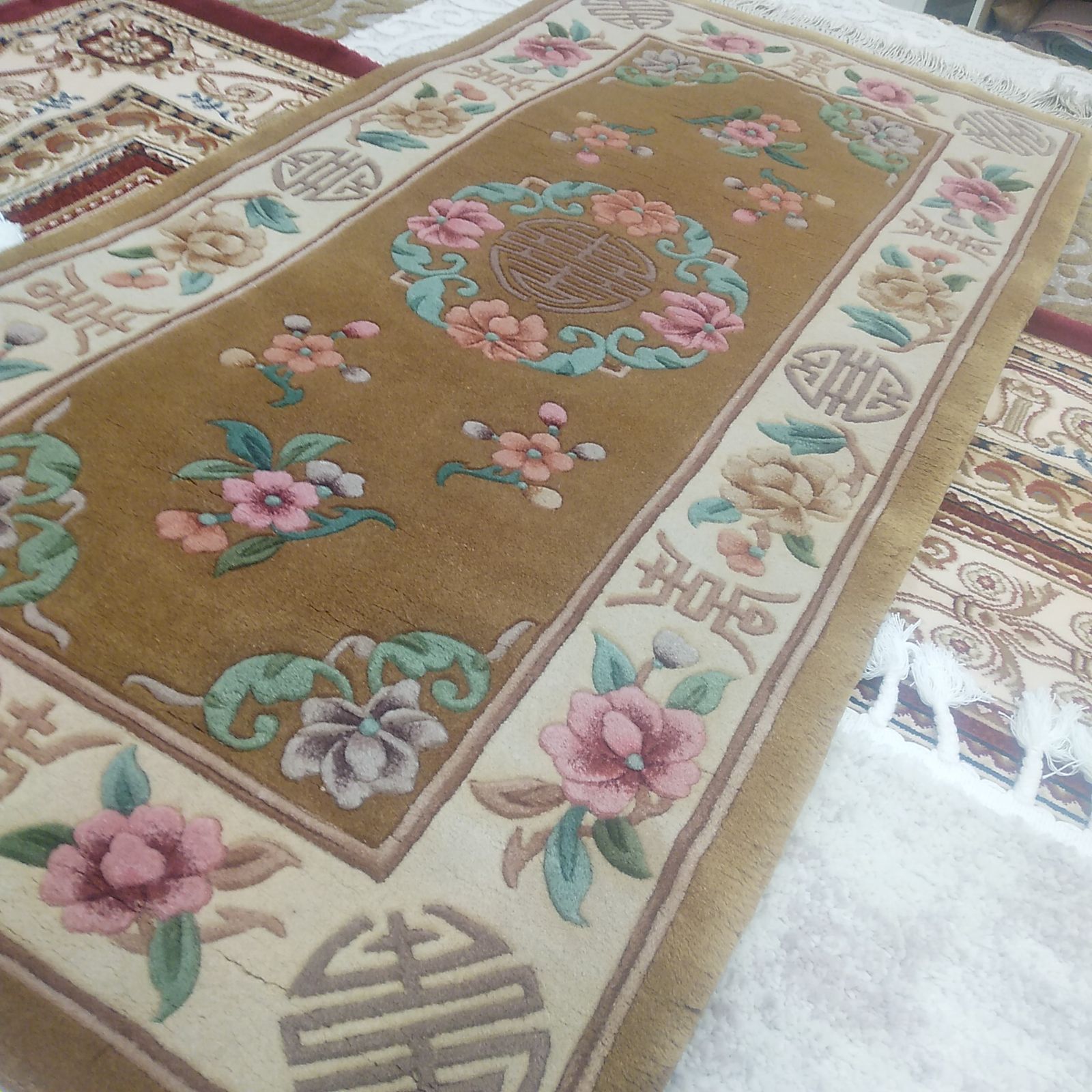 玄関マット 手織り ウール段通 ウール緞通 品 大きいマット