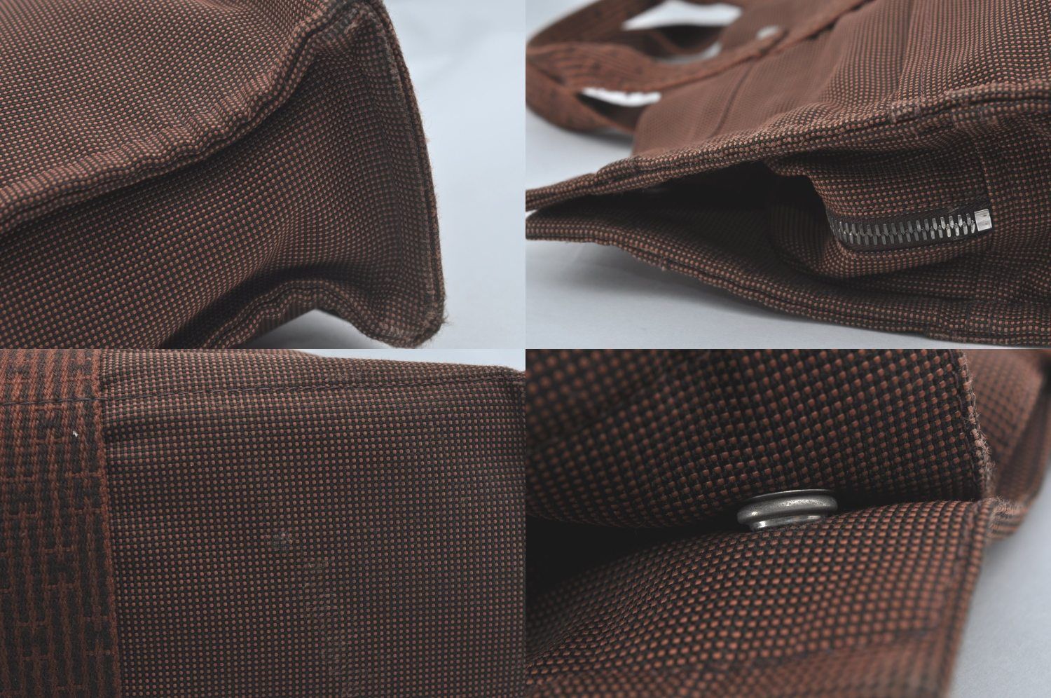 HERMES エルメス ヴィンテージ エールライン MM ヴィンテージ ハンドトートバッグ ナイロン ブラウン 2877N WWW_MERCADOAVALIA_COM_BR