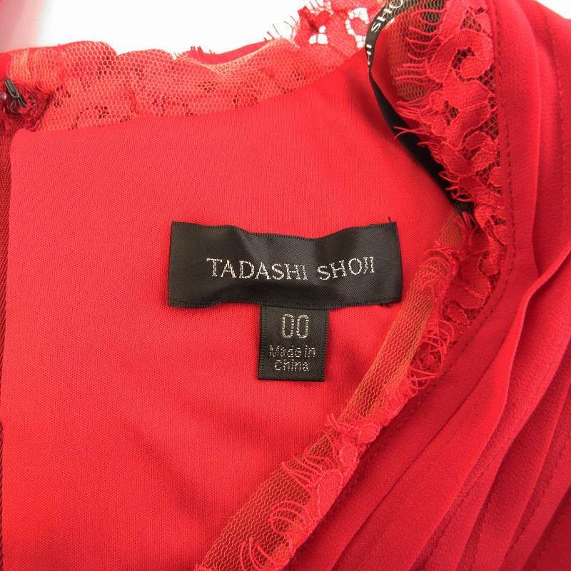 タダシショージ TADASHI SHOJI ワンピース ドレス ロング 長袖 00 赤  