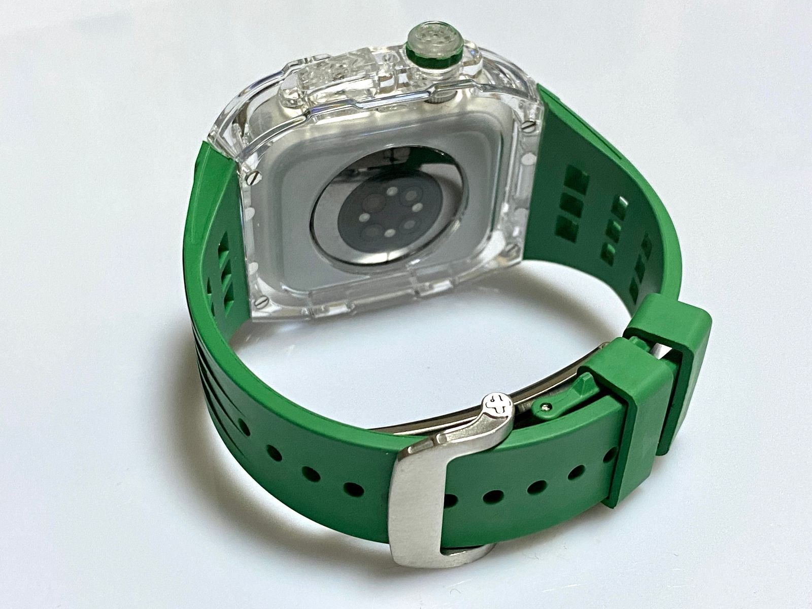 Apple Watch キラキラグリーンカバーケースアップルウォッチラバー緑