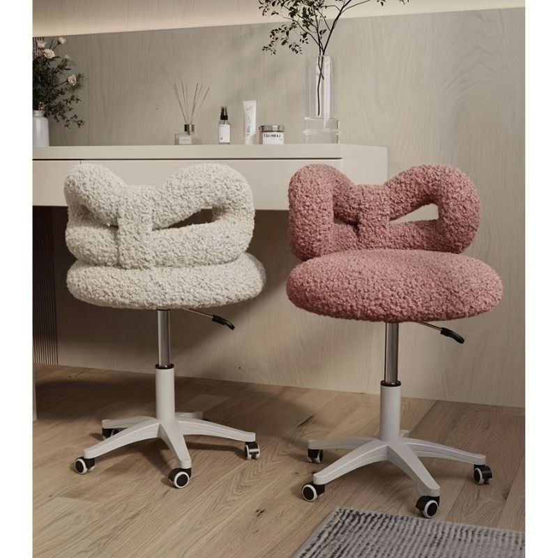 リボンチェア 椅子 高反発スポンジ デスクチェア ドレッサーチェア ワークチェア ピンク グレー ホワイト くすみカラー 姫 女子 かわいい おしゃれ 0ucd265