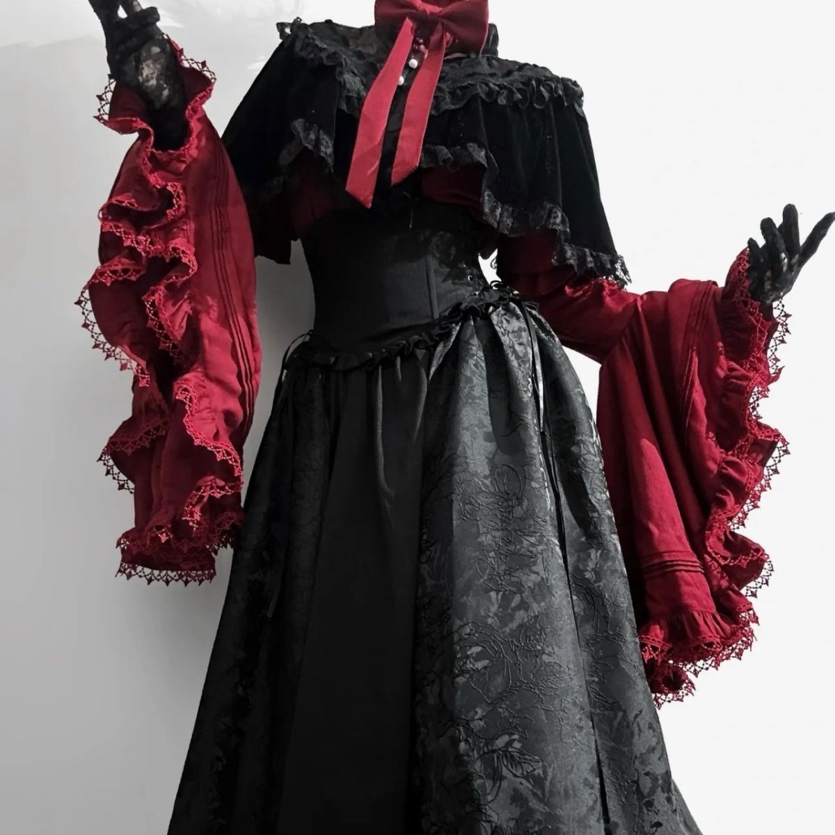 Lolitaゴシックエレガント 華麗ロングスカート-姫袖ブラウスセット