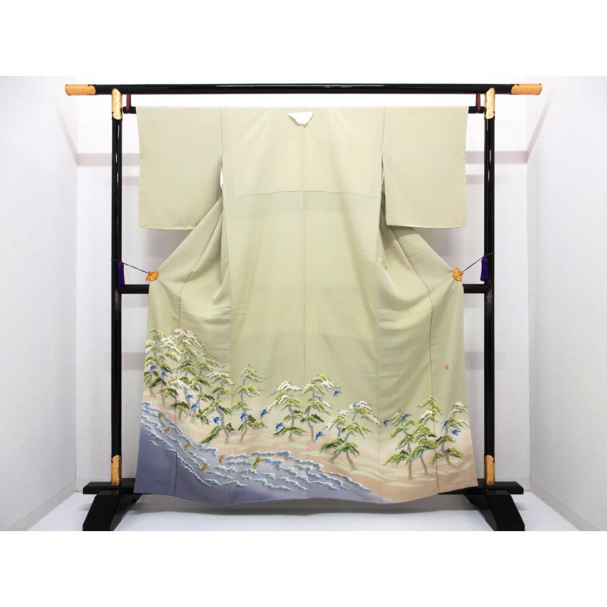 色留袖 本加賀友禅 魚津誠 抱き茗荷 訪問着兼用 身丈Ｓ寸