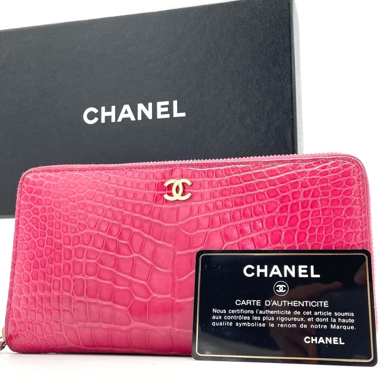 ✨良品✨ CHANEL シャネル 長財布 ラウンドファスナー 天然 ...