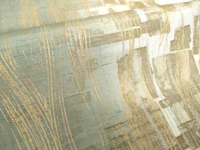 平和屋着物○伝統工芸品 伊那紬 手織り 全通柄袋帯 霞間道 金彩 正絹