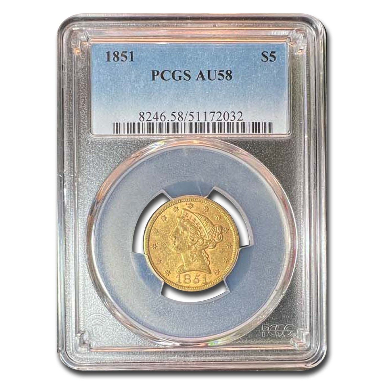 1851 $5 Liberty G Half Eagle AU-58 PCGS