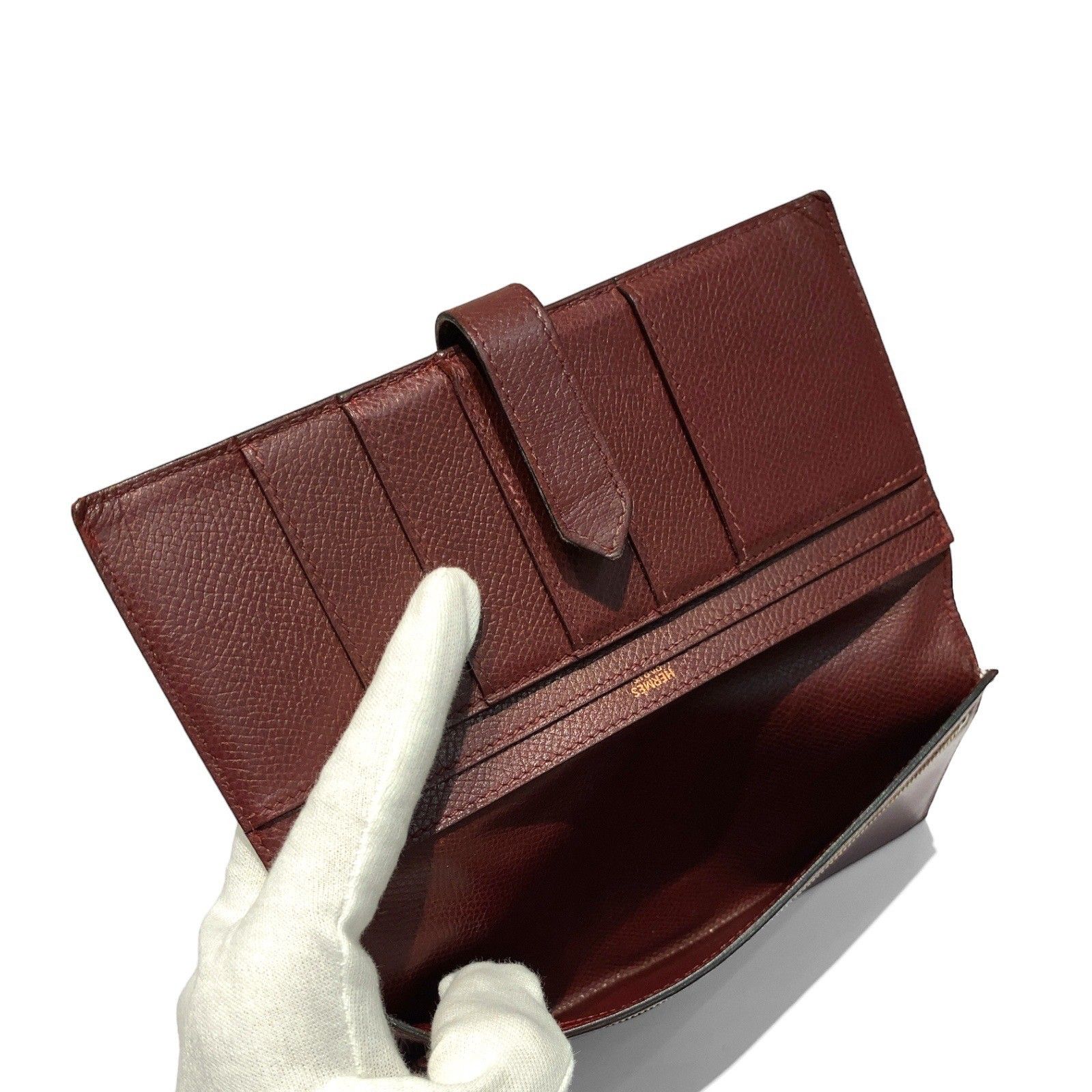HERMES (エルメス) ベアンクラシック シェーブル ウォレット 長財布 二 