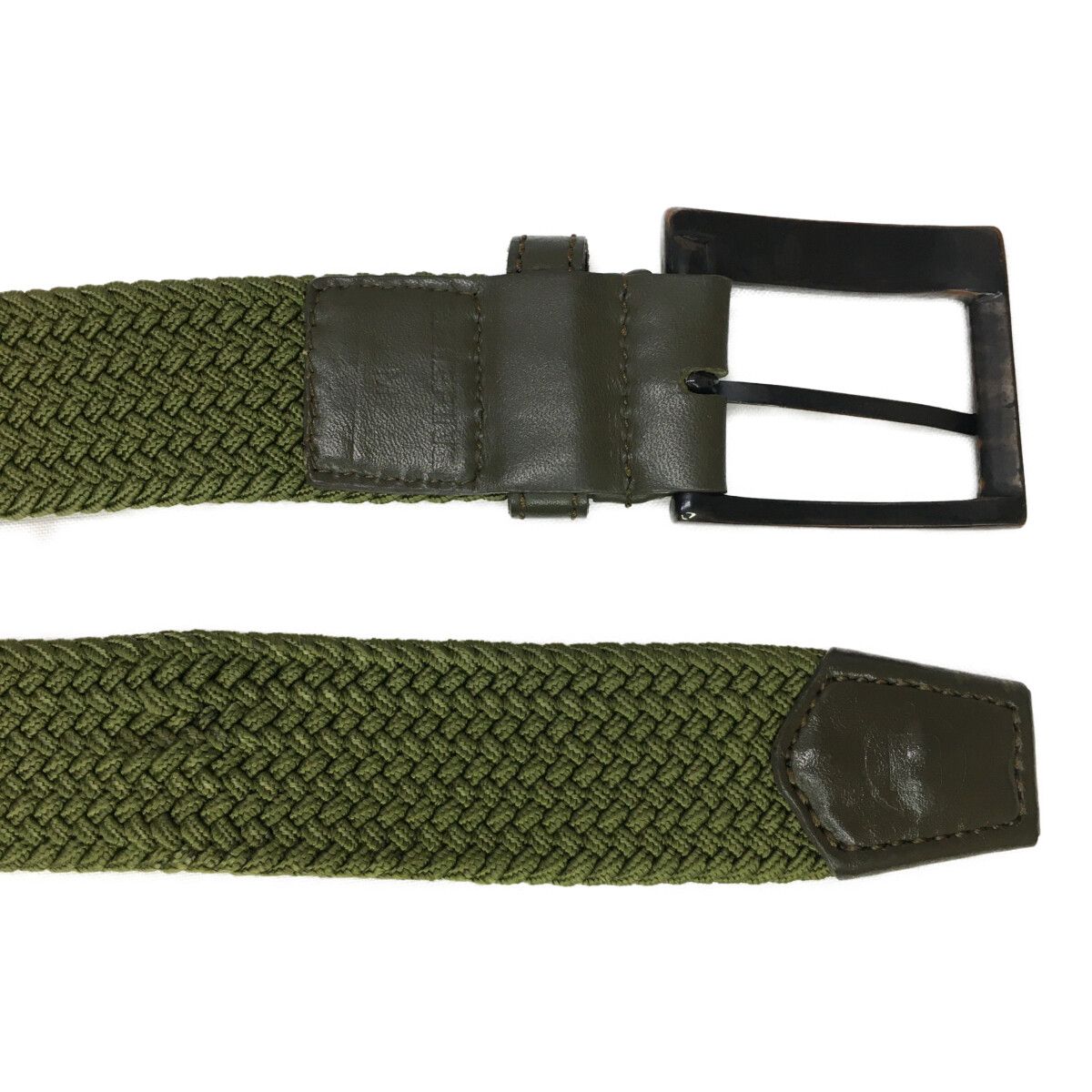 極美品　 BRIEFING 編み込みベルト カーキ 中古 ブリーフィング BRIEFING ベルト カーキ ストレッチメッシュ