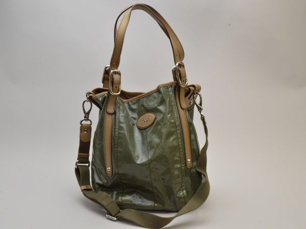 トッズ TOD'S 2WAY トートバッグ ショルダー付 カーキグリーン レディース e_u F-B6381