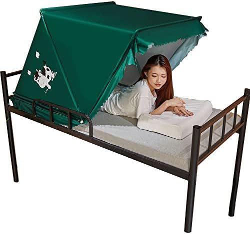 ♥ ワンタッチ ベッドテント 軽量 折りたたみ 学生寮 シングルベッドプライバシーテント 夏 蚊帳 蚊対策 全方位 遮光 通気性よい 組み立て簡単 グリーン 90×190×80cm