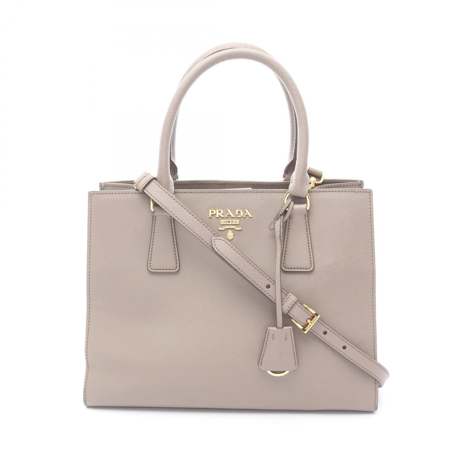 プラダ　PRADA ウール×レザー　グレー　南京錠付　ハンドバッグ. プラダ PRADA ウール×レザー グレー 南京錠付 ハンドバッグ