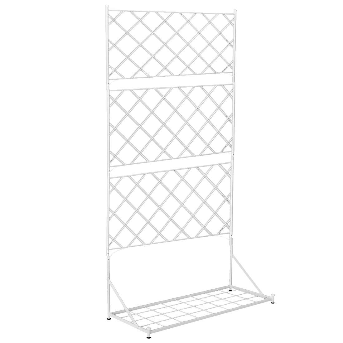 ガーデンガーデン L型アイアンフェンス ハイタイプ ホワイト プランター台付きトレリス ハンギングスタンド IFL-186-WHT