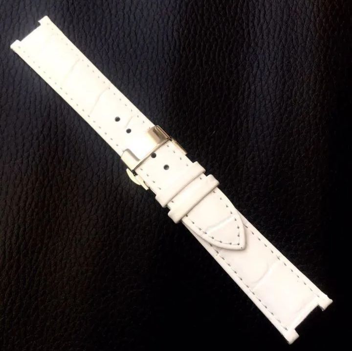 腕時計 凹型 革 レザーベルト ホワイト 白 20mm Dバックル 防水仕様
